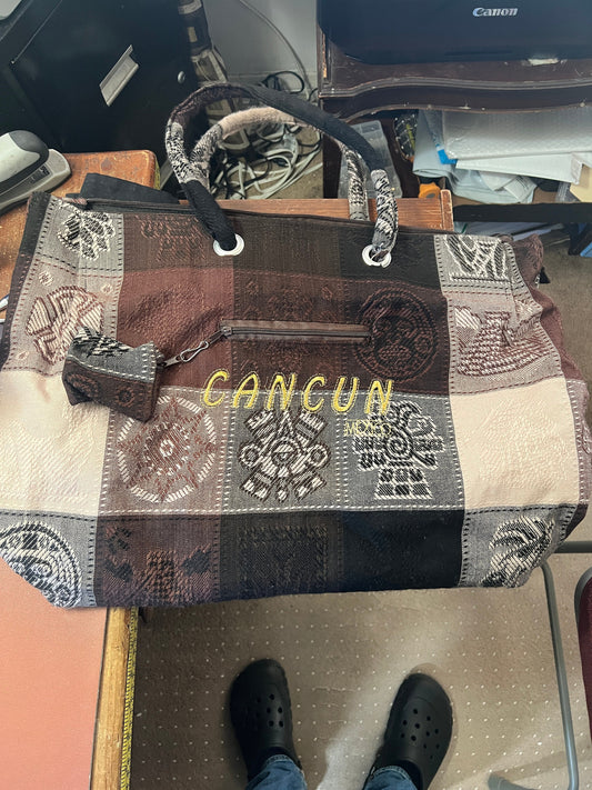 Large Aztec Bag Purse from Cancun, Mexico, Hecho en Mexico