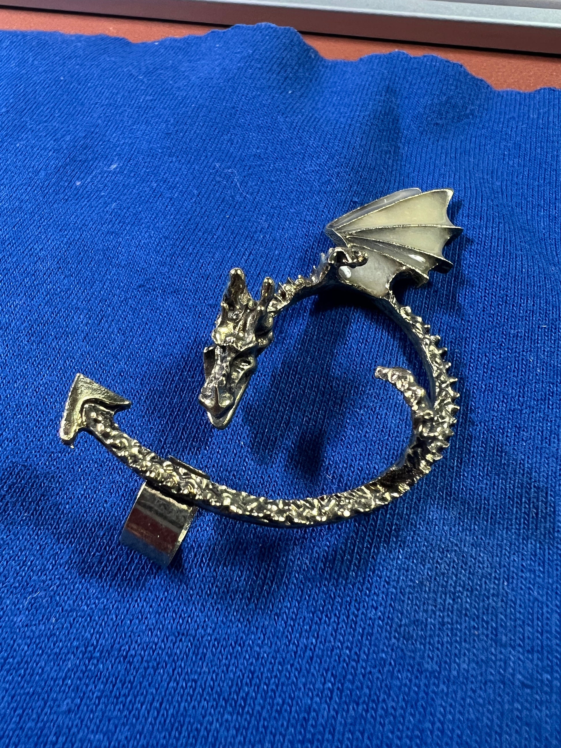 Quetzalcoatl Glow in Dark Ear Cuffs, Earrings, Stainless Steel Gold Plated, Dragon, Kukulkan (#6)