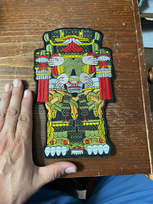 Large Coatlicue Serpent Skirt Aztec Earth Mother Goddess Patch 9" Mexica, Patches