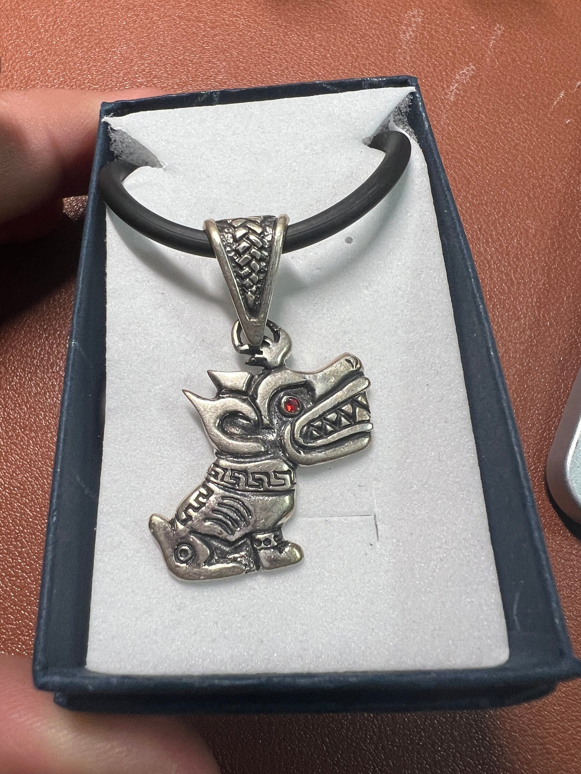 Xoloitzcuintle Aztec Mexican Hairless Dog Pendant, Dia De Muertos Dog, Sterling Silver,Mayan, Mexica (#7)