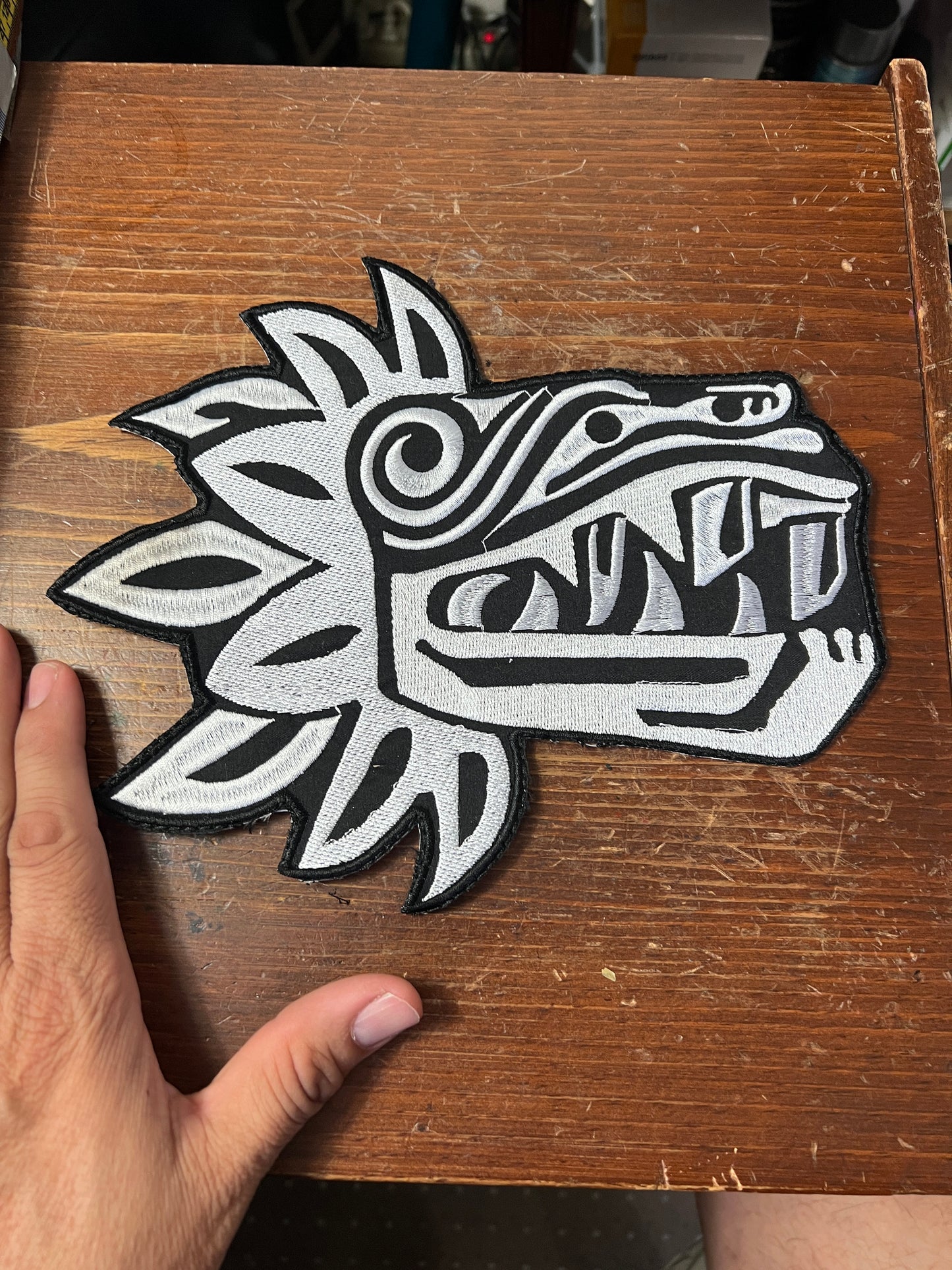 Large Quetzalcoatl the Feathered Serpent Aztec God Patch patches, 9.25" iron on, Kukulkan Mayan Plumbed Serpent