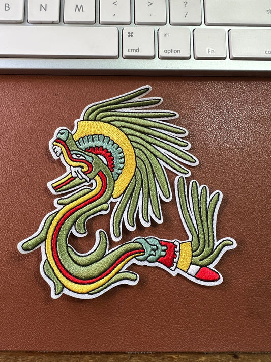 Quetzalcoatl, Kukulkan, Dragon, Feathered Serpent, Plumed Snake Iron-On Patch, Mexica, Mayan, Mexico (#14)