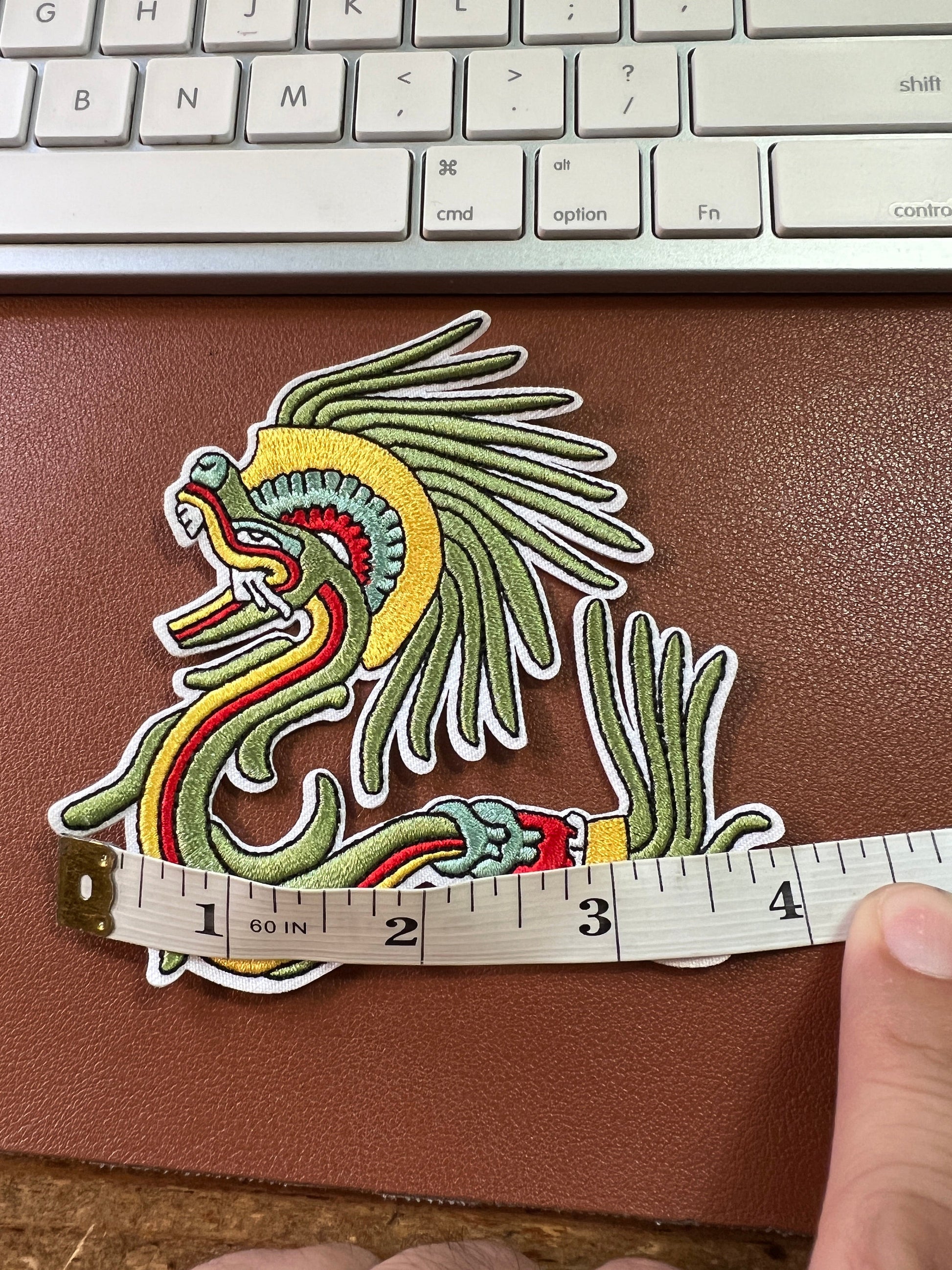 Quetzalcoatl, Kukulkan, Dragon, Feathered Serpent, Plumed Snake Iron-On Patch, Mexica, Mayan, Mexico (#14)
