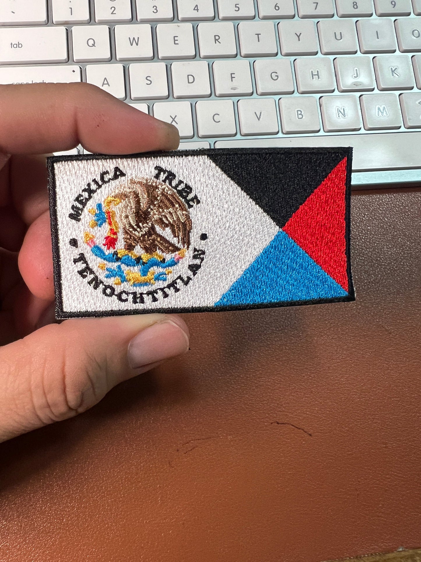 Mexica Tribe patch Tenochtitlan, Mexico, Tribal Flag, Eagle atl-tlachinolli water-fire symbol, 4 color directions iron-on patches (#12)