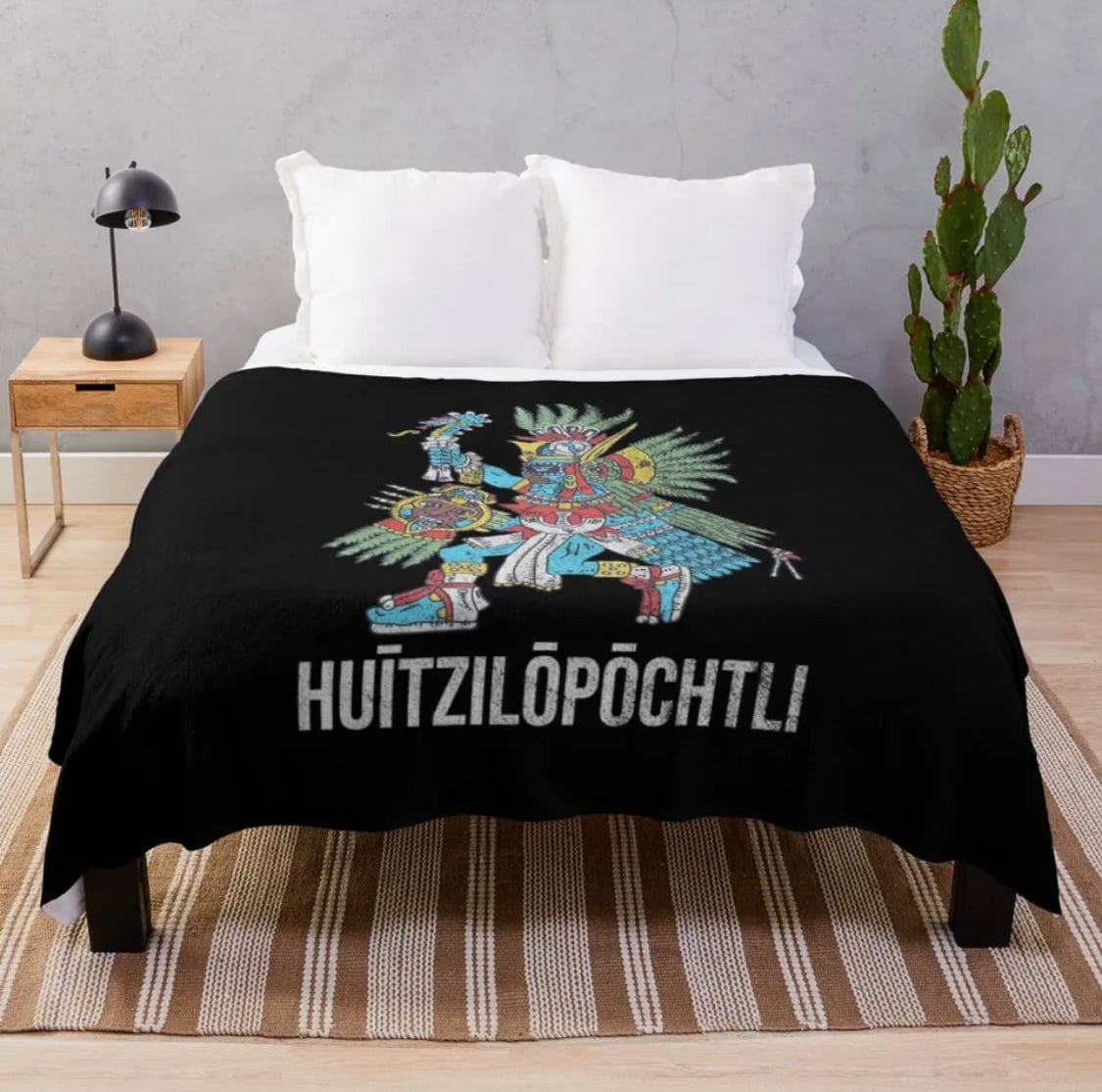 Huitzilopochtli Aztec God of War Blanket, Bed Spread, Couch throw, Soft, Fleece, Fluffy 80x60 in