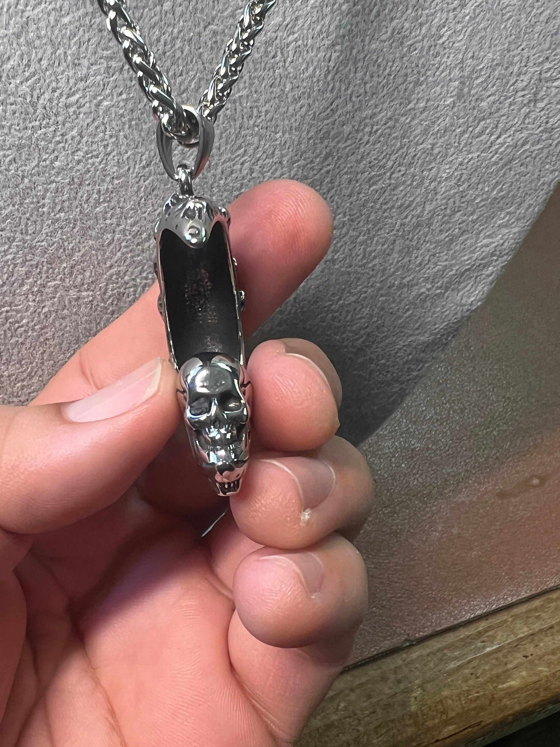 Skull In The Moon Necklace, Alloy, Fantasy, Gothic, Spiritual, 24" long chain, Magic, Crest Lunar Luna #3