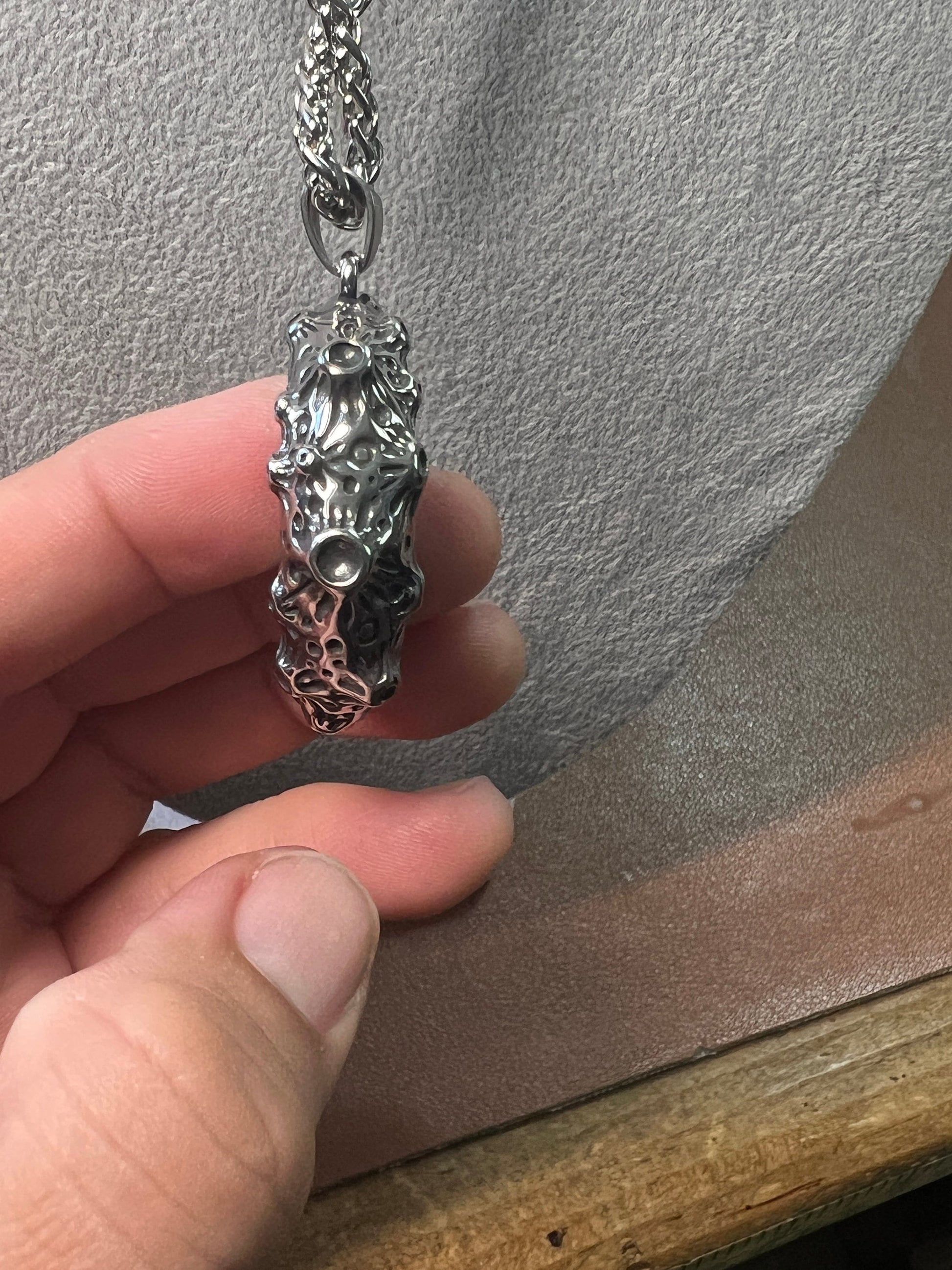 Skull In The Moon Necklace, Alloy, Fantasy, Gothic, Spiritual, 24" long chain, Magic, Crest Lunar Luna #3
