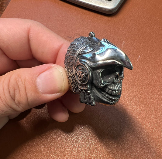 Aztec Eagle Warrior Ring, Metal Alloy, Mexica Rings, Indigenous Native American (#8)