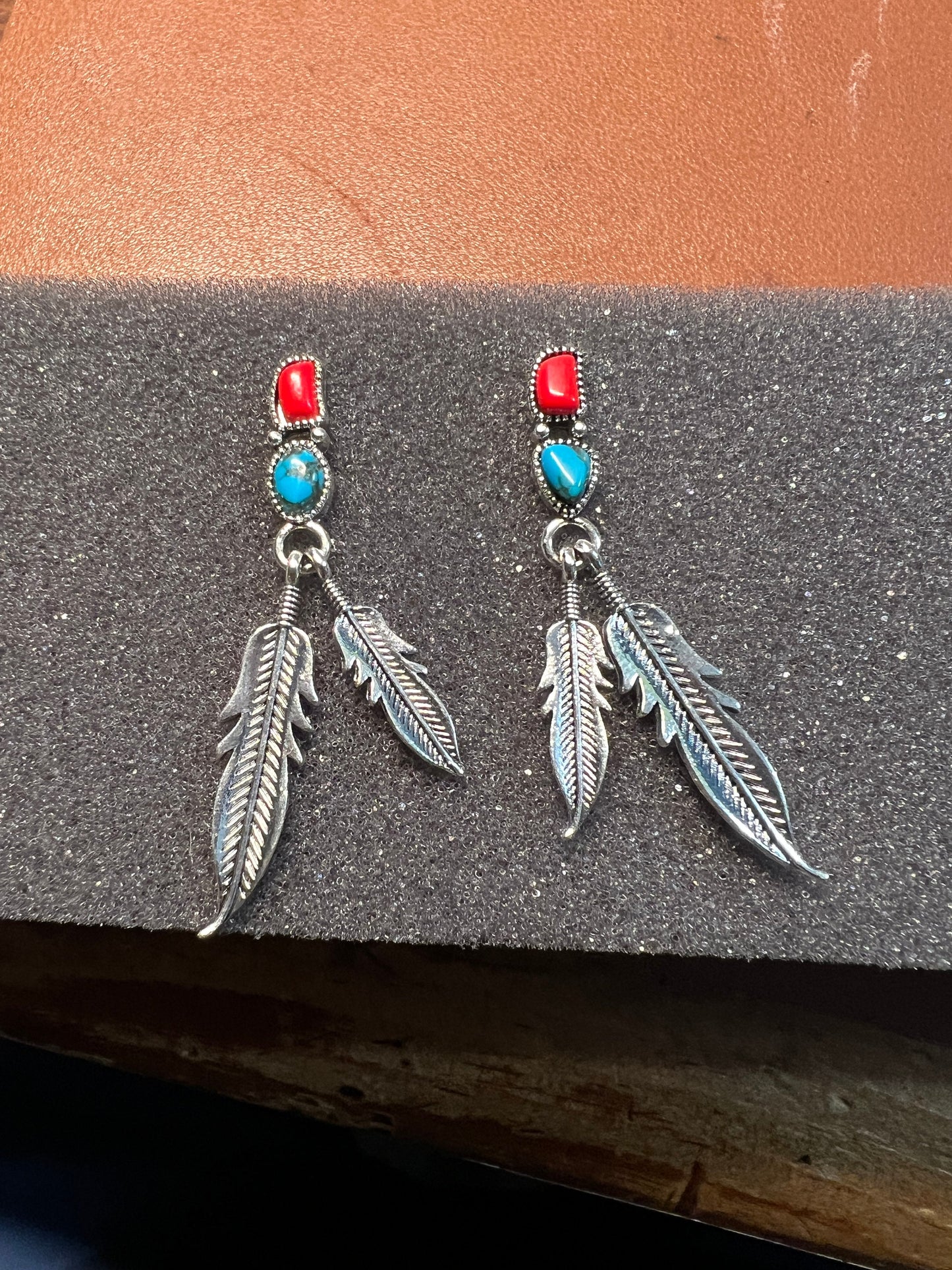 Native American Style Silver Tone Feather Ethnic Boho Post Earrings Jewelry (#2)