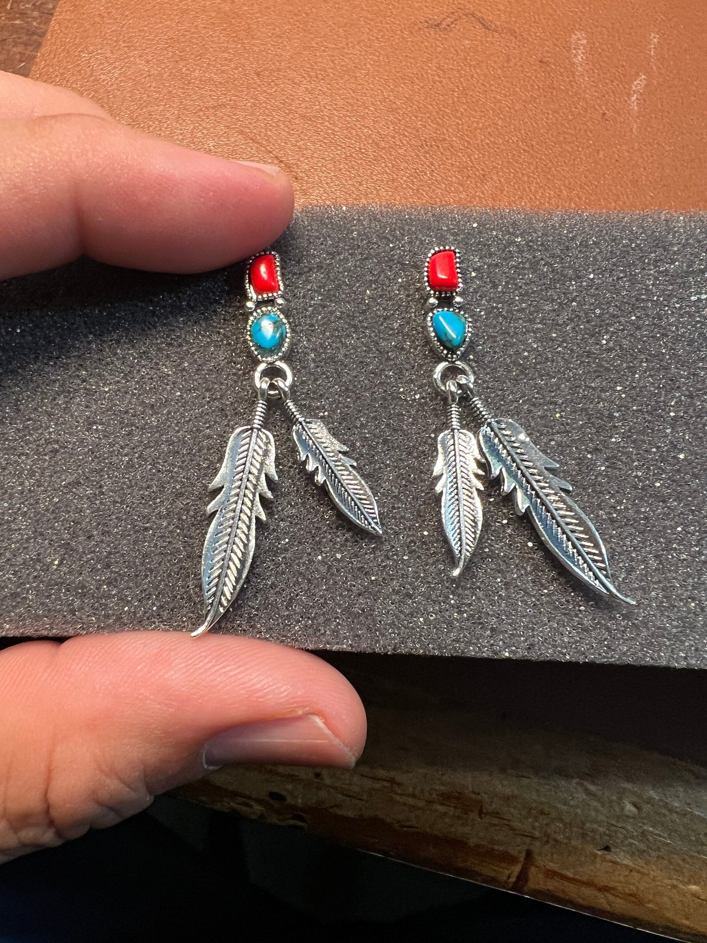 Native American Style Silver Tone Feather Ethnic Boho Post Earrings Jewelry (#2)