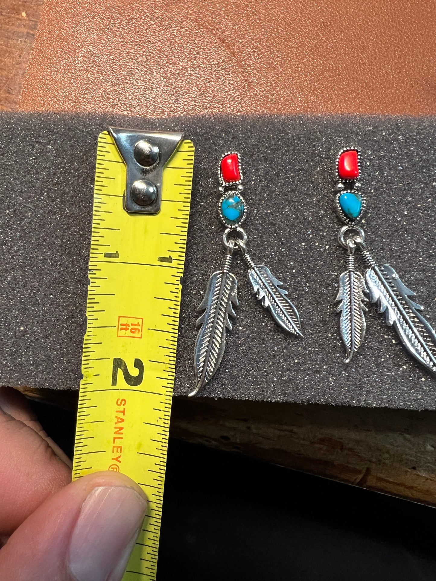 Native American Style Silver Tone Feather Ethnic Boho Post Earrings Jewelry (#2)