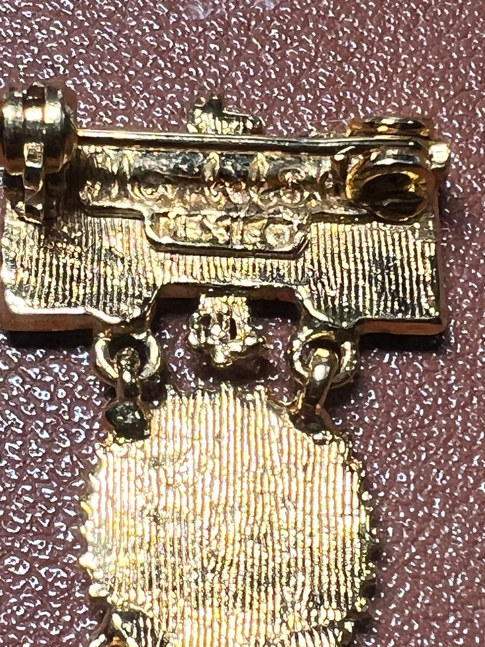 Excellent Rare Vintage Aztec Gold Plated Alloy Pin Brooch, by Salvador Teran for Marbel SA Mexico 1950s (#4)