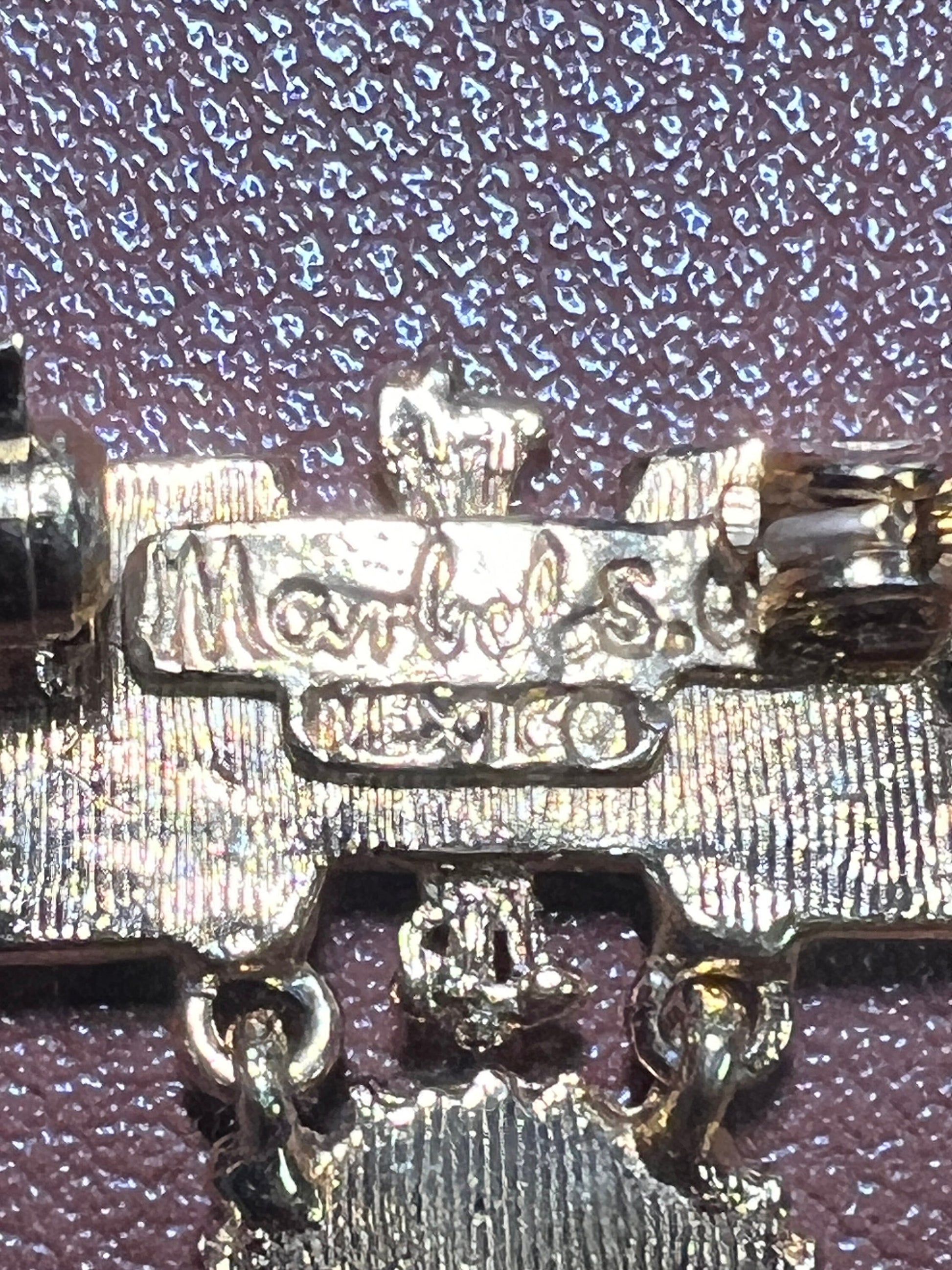 Excellent Rare Vintage Aztec Gold Plated Alloy Pin Brooch, by Salvador Teran for Marbel SA Mexico 1950s (#4)