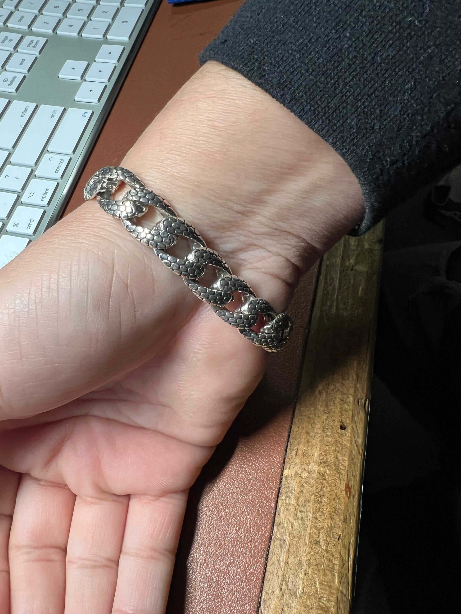 Dragon, Kukulkan, Quetzazlcoatl Chain Link Bracelet, s925 Sterling Silver, Mexica, Azteca, Mayan, Jewelry (#9)