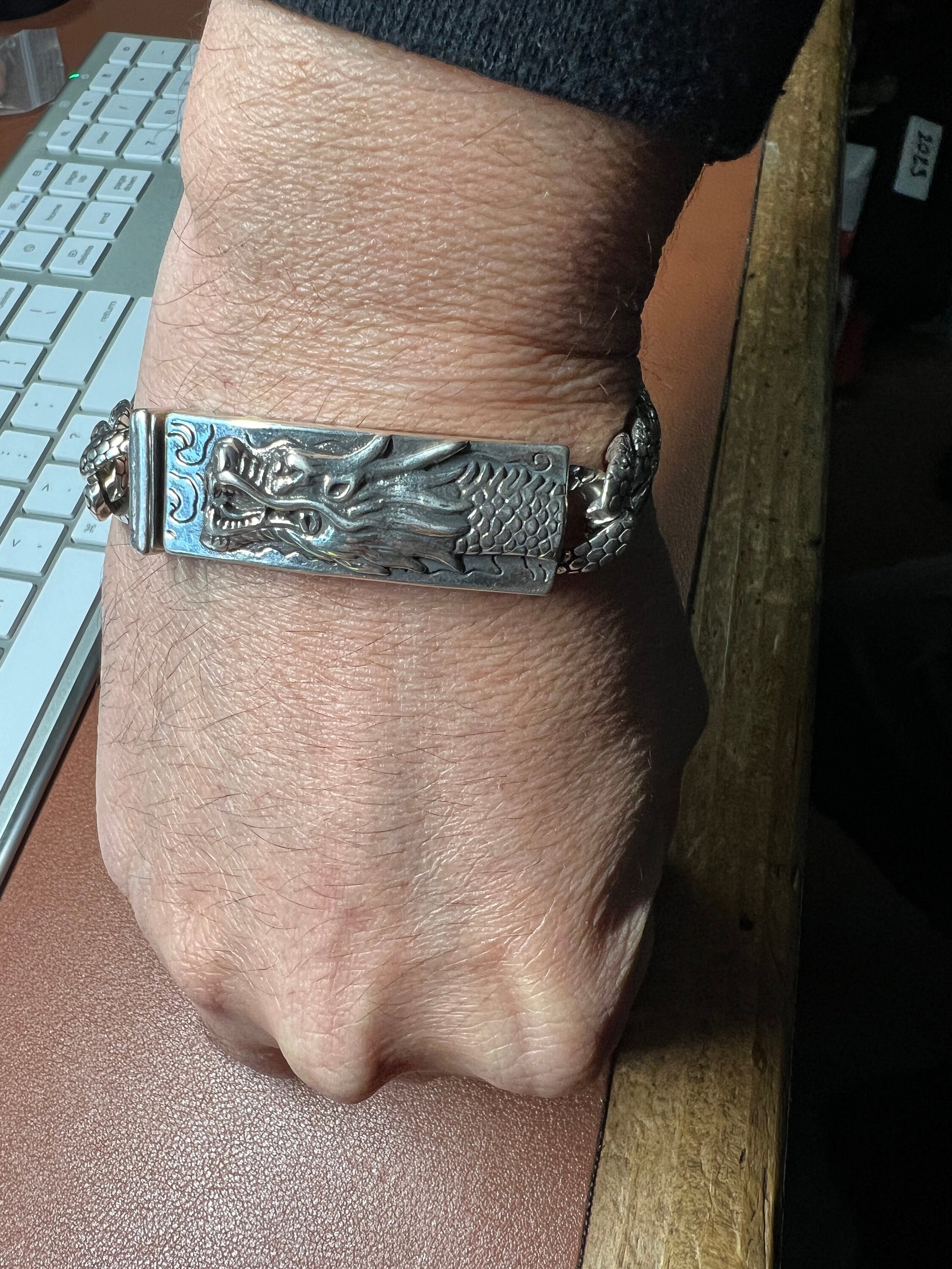 Dragon, Kukulkan, Quetzazlcoatl Chain Link Bracelet, s925 Sterling Silver, Mexica, Azteca, Mayan, Jewelry (#9)