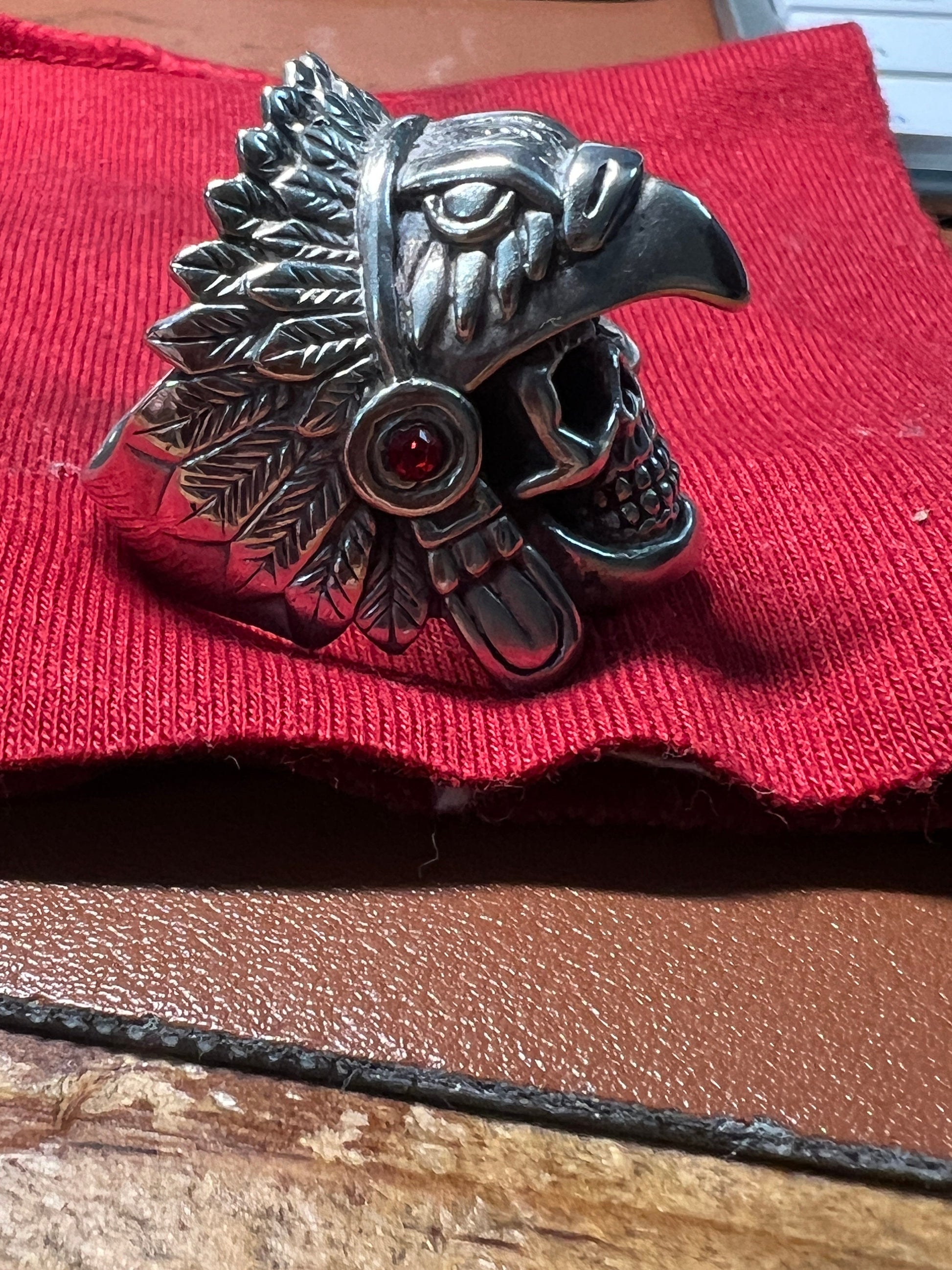 Sterling Silver Aztec Eagle Warrior Ring, Size 11, Mexican, Jewelry, Rings, Mexica #2