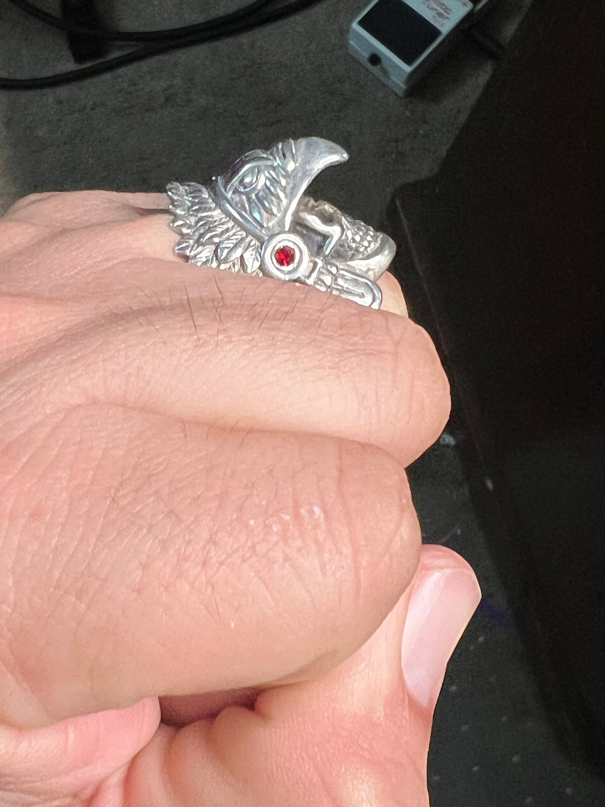 Sterling Silver Aztec Eagle Warrior Ring, Size 11, Mexican, Jewelry, Rings, Mexica #2