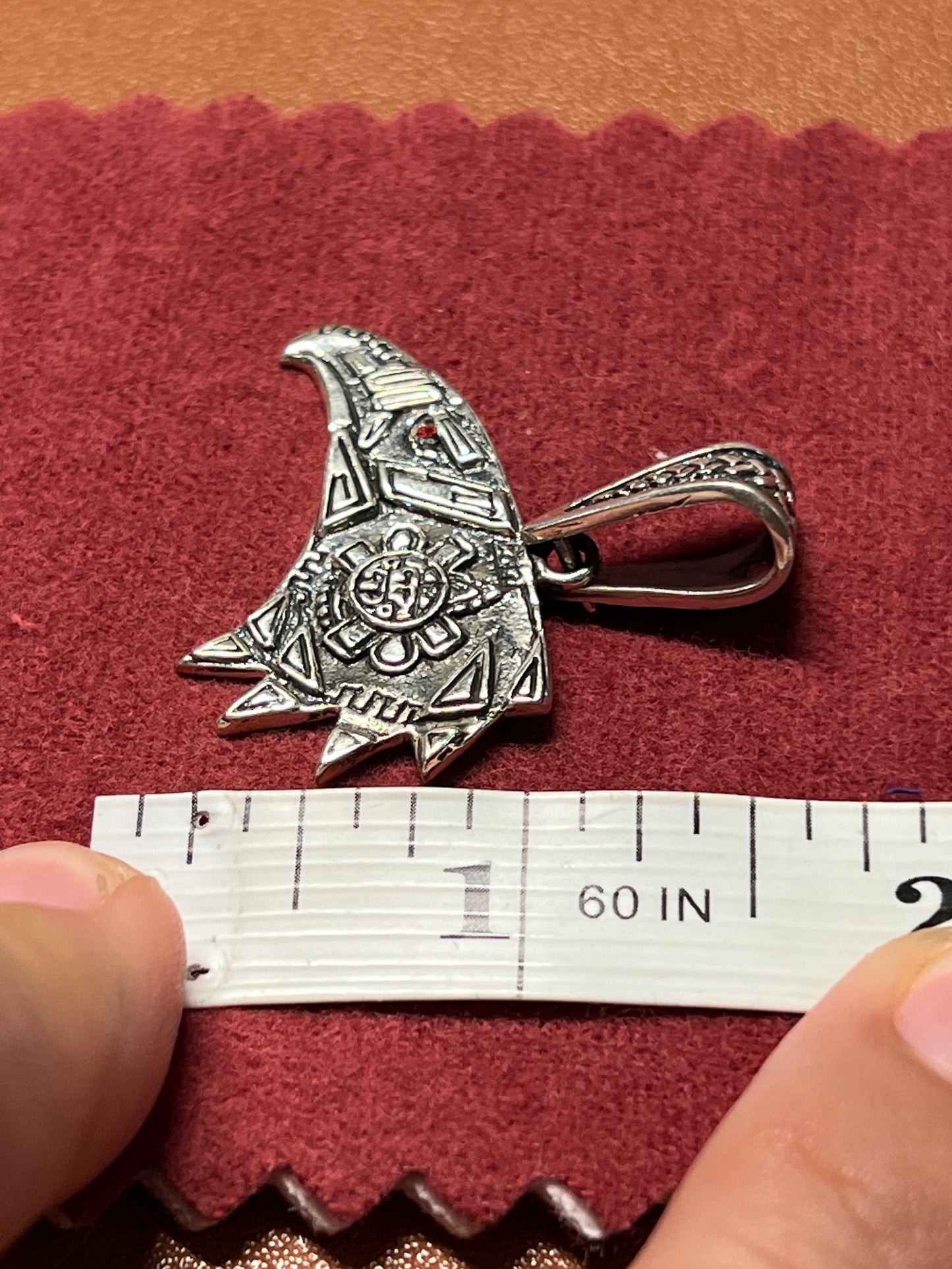 Mexican "Hecho en Mexico" Eagle, sterling silver, ft. Aztec Tonatiuh, backside Mexica Quetzalcoatl (#11)