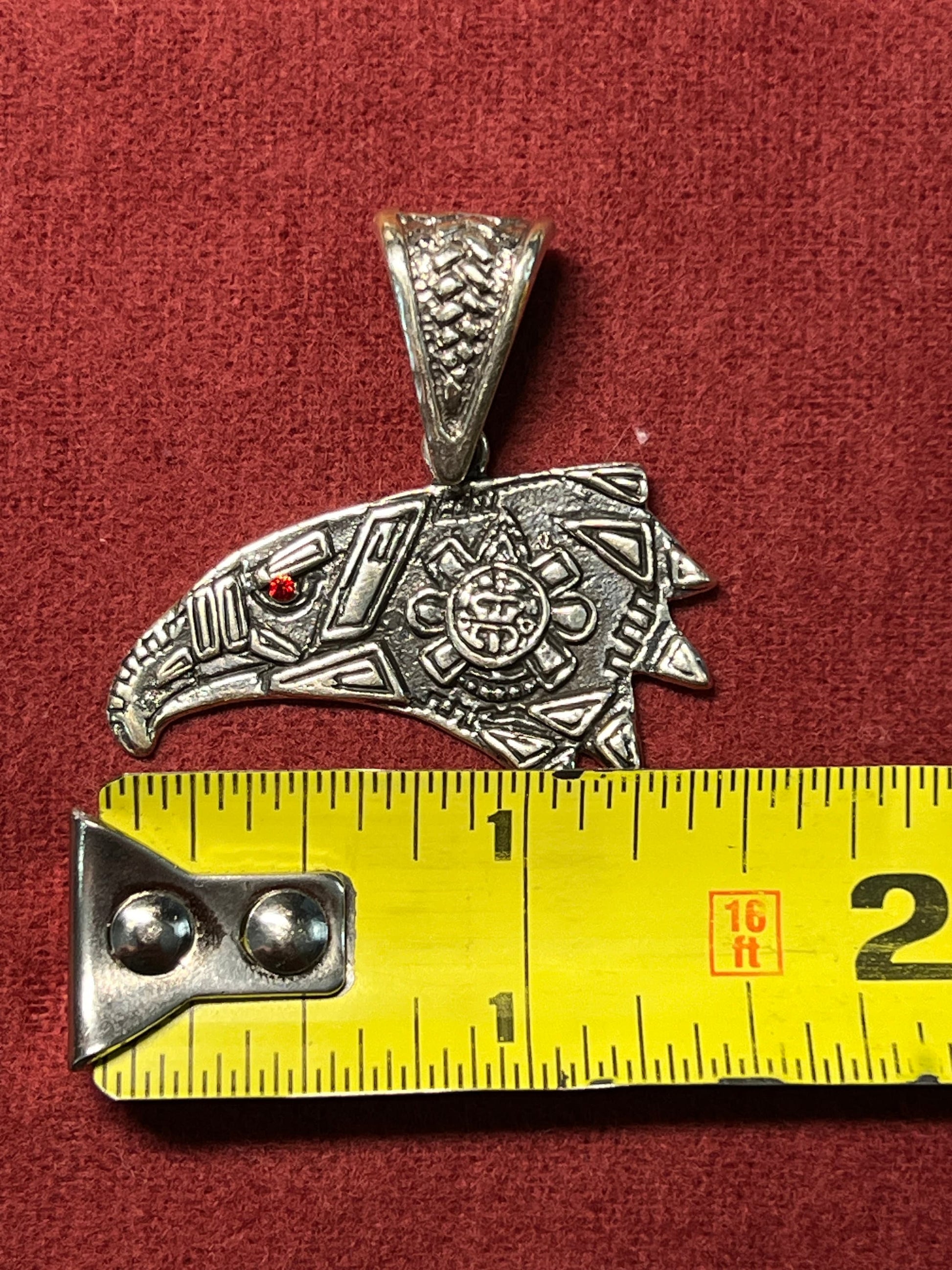 Mexican "Hecho en Mexico" Eagle, sterling silver, ft. Aztec Tonatiuh, backside Mexica Quetzalcoatl (#11)