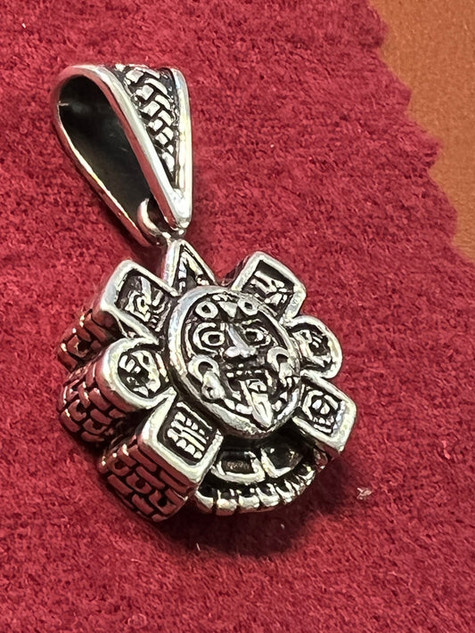 Aztec Sun Calendar Tonatiuh Sterling Silver Pendant, 3D, Azteca Sun Face God, Made Mexico, Pagan Gods, Aztecah Dios, Mexica, Indigenous (11)