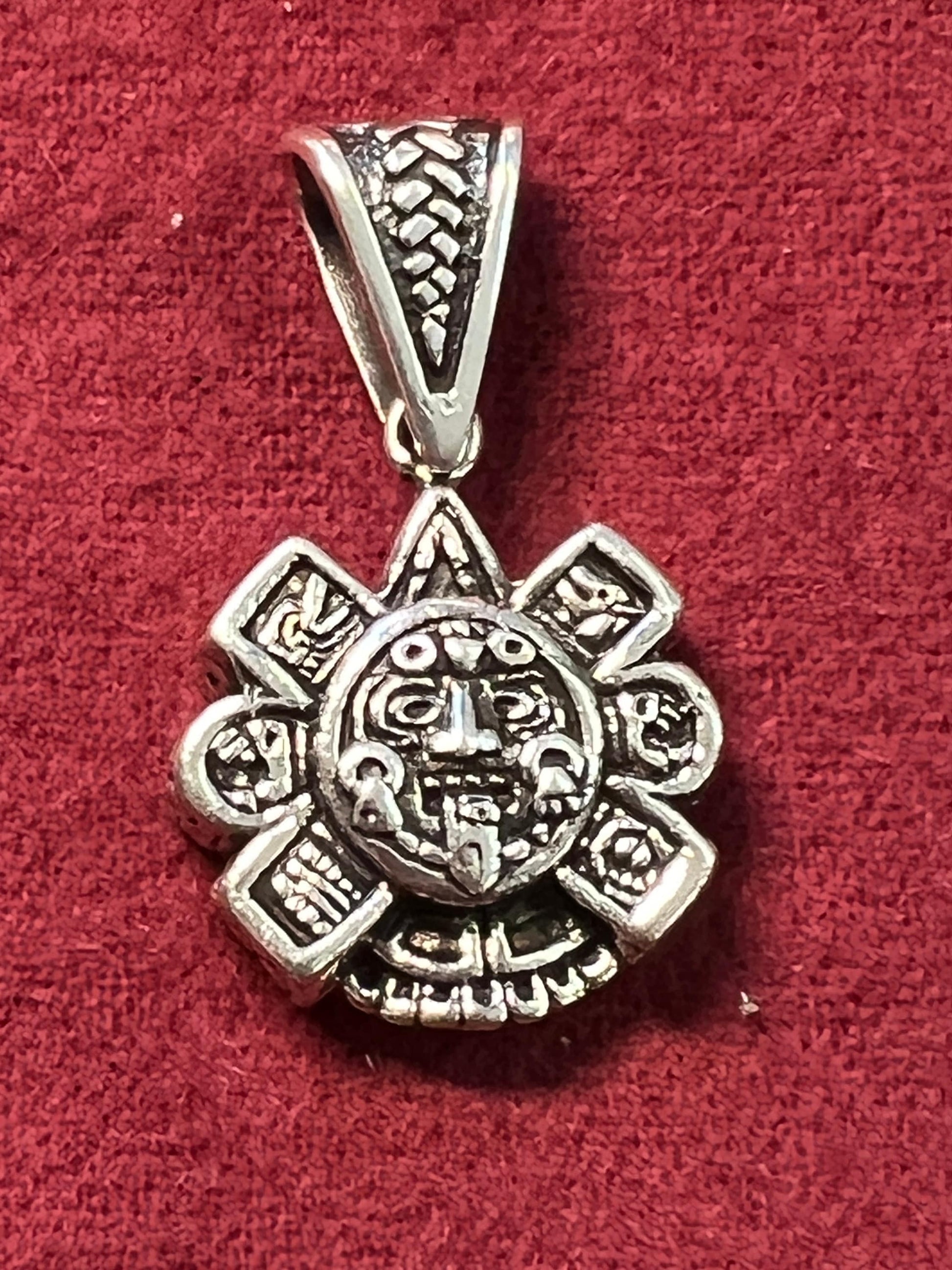 Aztec Sun Calendar Tonatiuh Sterling Silver Pendant, 3D, Azteca Sun Face God, Made Mexico, Pagan Gods, Aztecah Dios, Mexica, Indigenous (11)