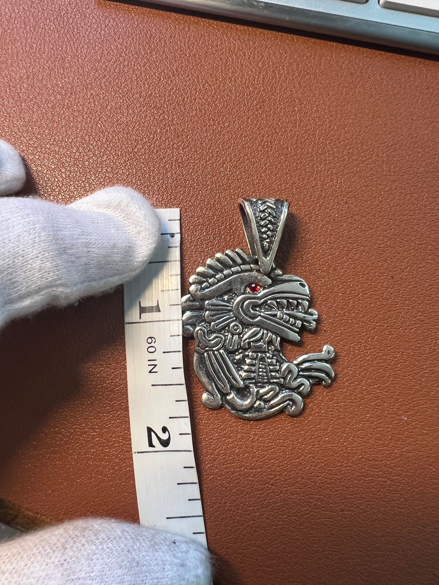 Kukulkan Plumed Serpent of Chichen Itza, Mexco Pendant, Sterling Silver, ft. Xolotl Dog on Back, 925, handmade (#12)